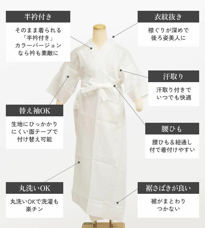 うそつき襦袢 うそつき長じゅばん 長襦袢 「WITH」特岡さらし：つゆ 
