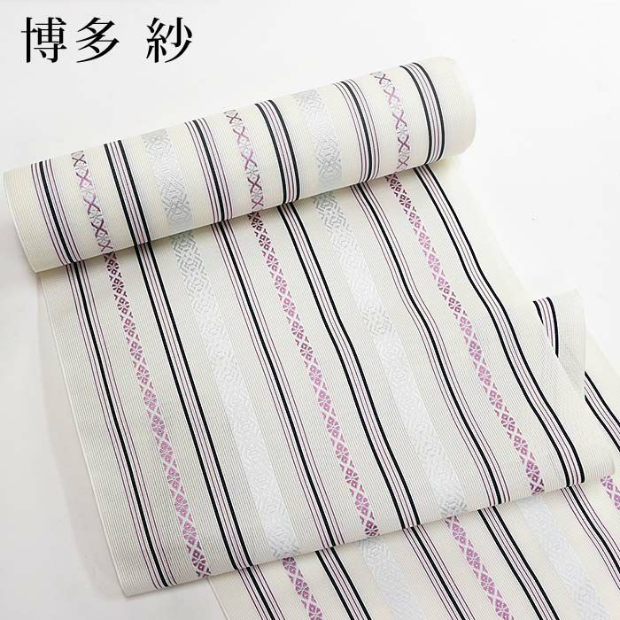 博多織 名古屋帯 博多帯 博多八寸帯 紗献上柄 透ける夏用 本場筑前 森  