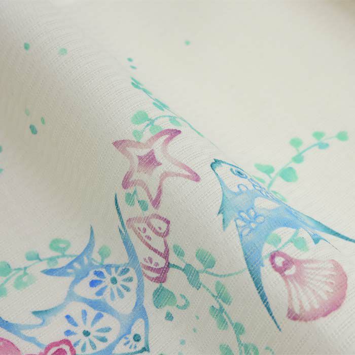 本麻 夏用 手描き九寸名古屋帯 水族館：つゆくさ公式通販サイト 