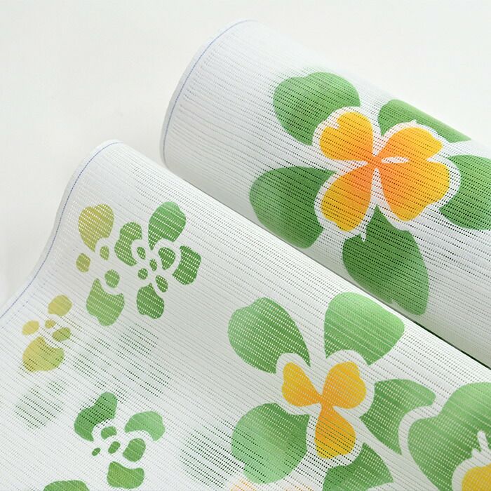 販売は反物のみで大丈夫ですか一枚限り　日本製　浴衣　反物　綿絽　クリームに緑花柄