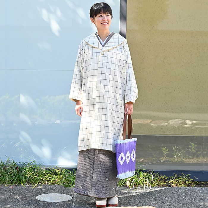 着物コート 和装コート 格子柄 シンプル 着物・和服用 冬用 ウール 