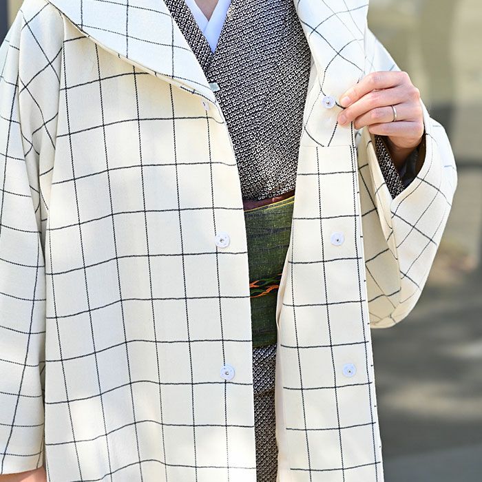 着物コート 和装コート 格子柄 シンプル 着物・和服用 冬用 ウール 