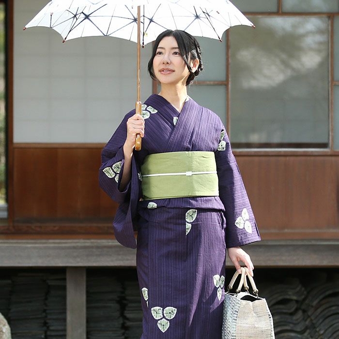 本麻 花柄 リバーシブル ゆかた用 半幅帯 更紗 麻100％ 半巾帯 ：つゆ 