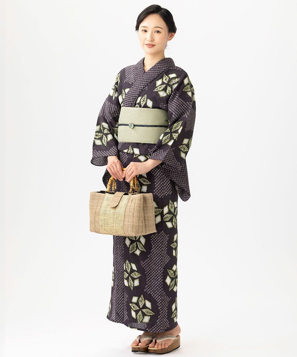 本麻 藤柄 リバーシブル ゆかた用 半幅帯 麻100％ 半巾帯 ：つゆくさ 