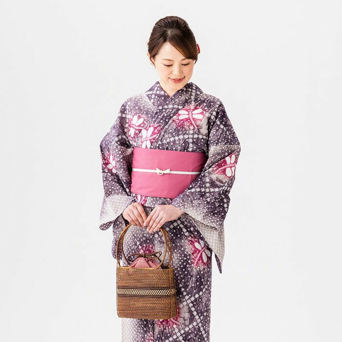 ①★浴衣　有松鳴海絞り　裄65cm★ night parade＊有松鳴海絞り浴衣 花 黒 ハート A710 | kimono tento