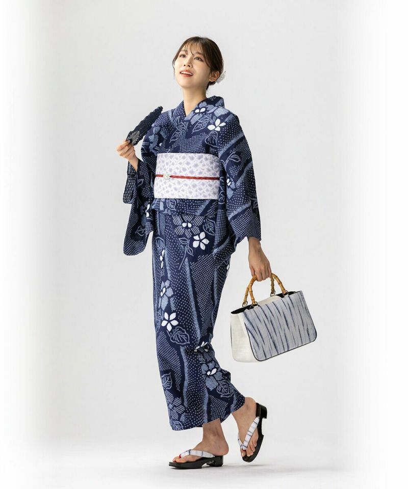 98,000円 有松総絞り浴衣 バラお花柄が個性的でモダン
