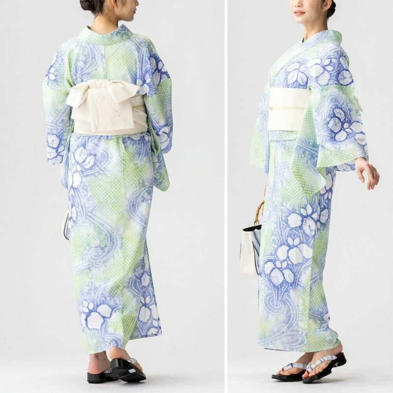 有松絞　浴衣　菖蒲 long＊Iris＊有松鳴海絞り浴衣 あやめ 菖蒲 花 A732 | kimono tento