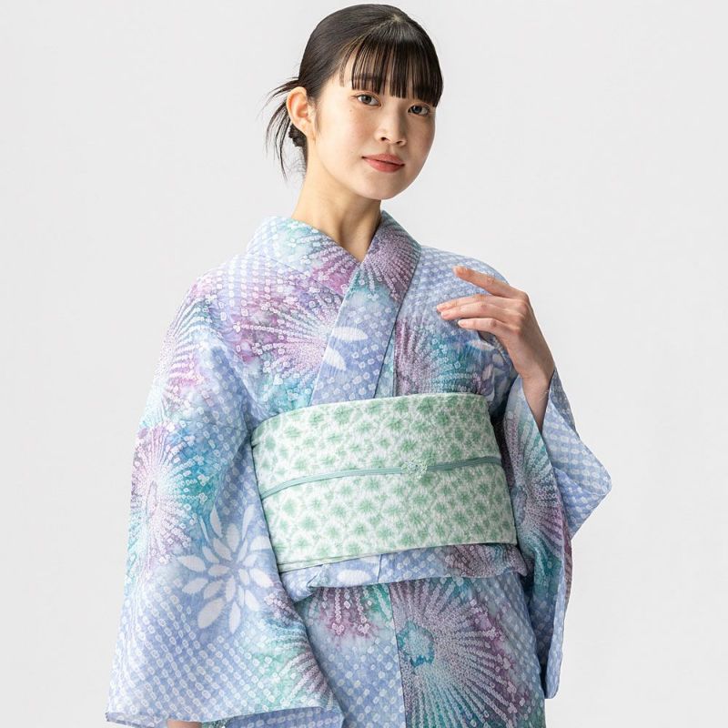 着用の少ない状態！美品＊三浦絞り＊有松絞り＊広衿＊ゆかた＊１５２ｃｍ＊裄６７ 着用の少ない状態！美品＊三浦絞り＊有松絞り＊広衿＊ゆかた