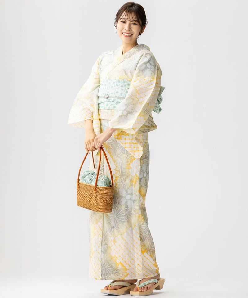 浴衣 かごバッグ アタ 巾着付き グリーン やたら三浦絞り | 有松
