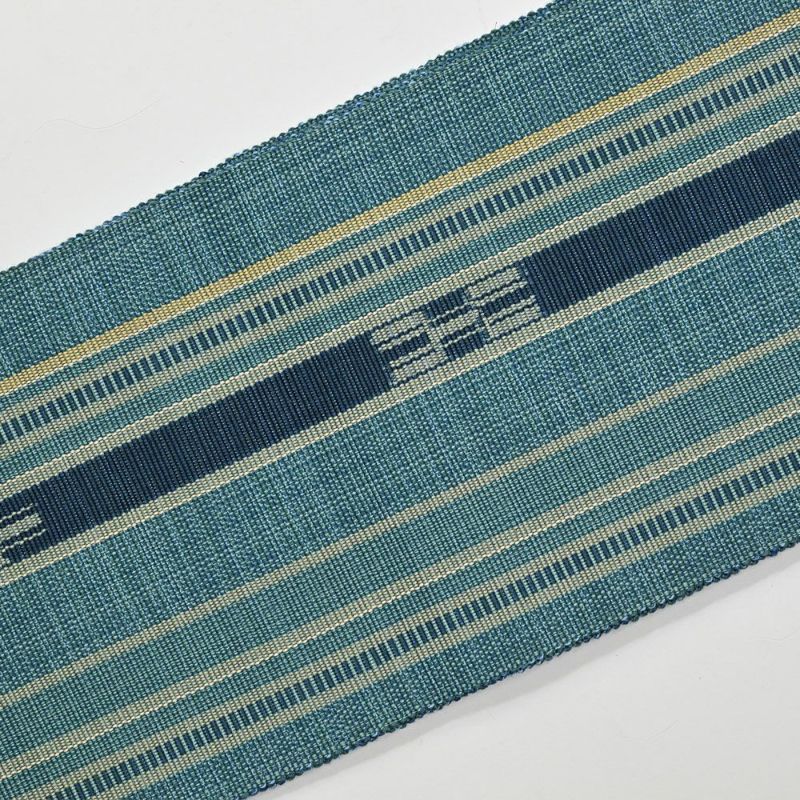 ミンサー織 みんさ 半幅帯 ブルーグリーン | 有松絞り浴衣 ゆかた屋