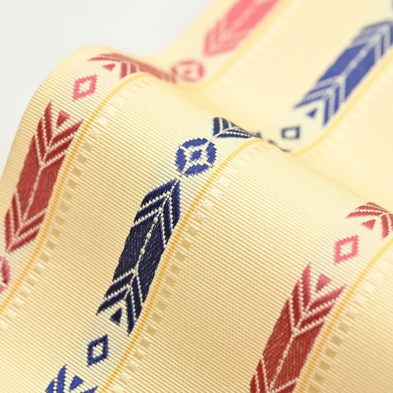 博多織 半幅帯（小袋帯） 長尺 森博多織 謹製 「椿」 正絹 矢羽根縞