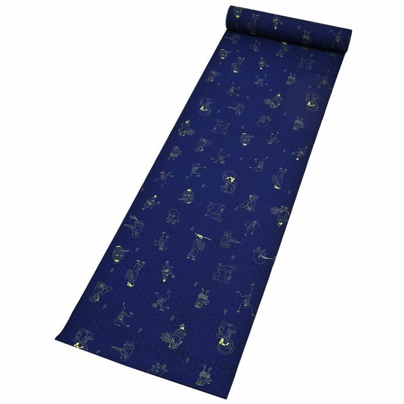 東レ シルック 長襦袢 万葉レトロ襦袢 百鬼夜行 紺 洗える長襦袢