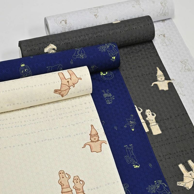 東レ シルック 長襦袢 万葉レトロ襦袢 百鬼夜行 黒 洗える長襦袢