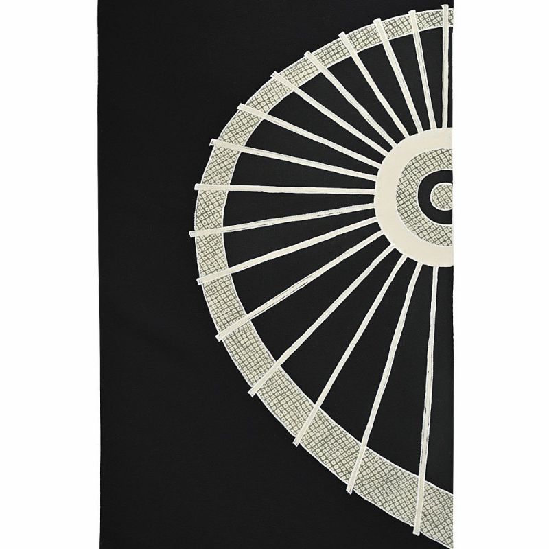 お仕立て代込＞名古屋帯 染め帯 九寸帯 塩瀬 傘 黒 お太鼓柄 未仕立て